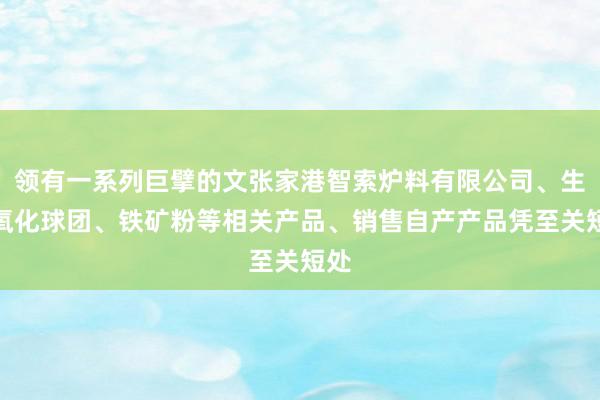 领有一系列巨擘的文张家港智索炉料有限公司、生产氧化球团、铁矿粉等相关产品、销售自产产品凭至关短处